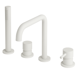 Waterevolution Flow Mitigeur de Bain à 4 Trous pour Montage sur le Bord de la Baignoire Blanc H T138HBR